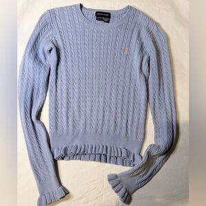 Ralph Lauren Light Blue Cable Knit Sweater sz 12-14 girl